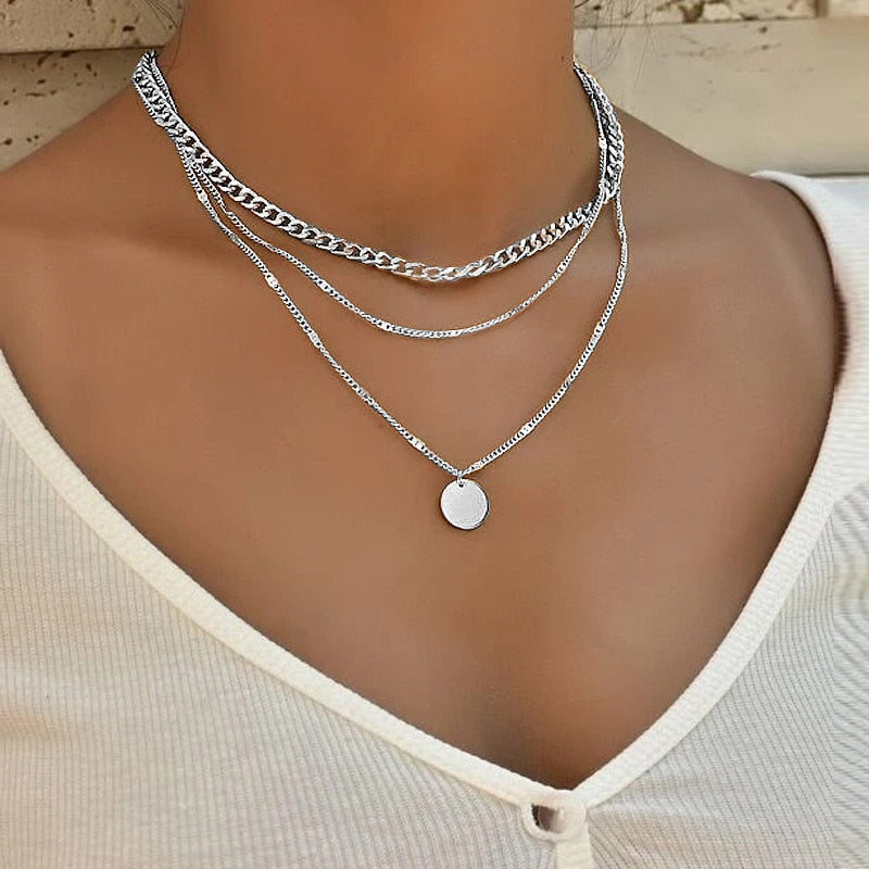2022 New Senior Fashion Women Pendant Necklaces Fine Double Link Chain Metal Heart Party Necklace Jewelry Gift