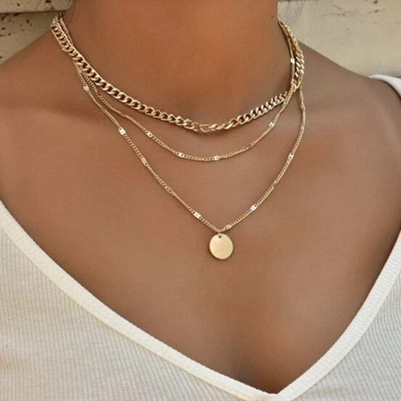 2022 New Senior Fashion Women Pendant Necklaces Fine Double Link Chain Metal Heart Party Necklace Jewelry Gift