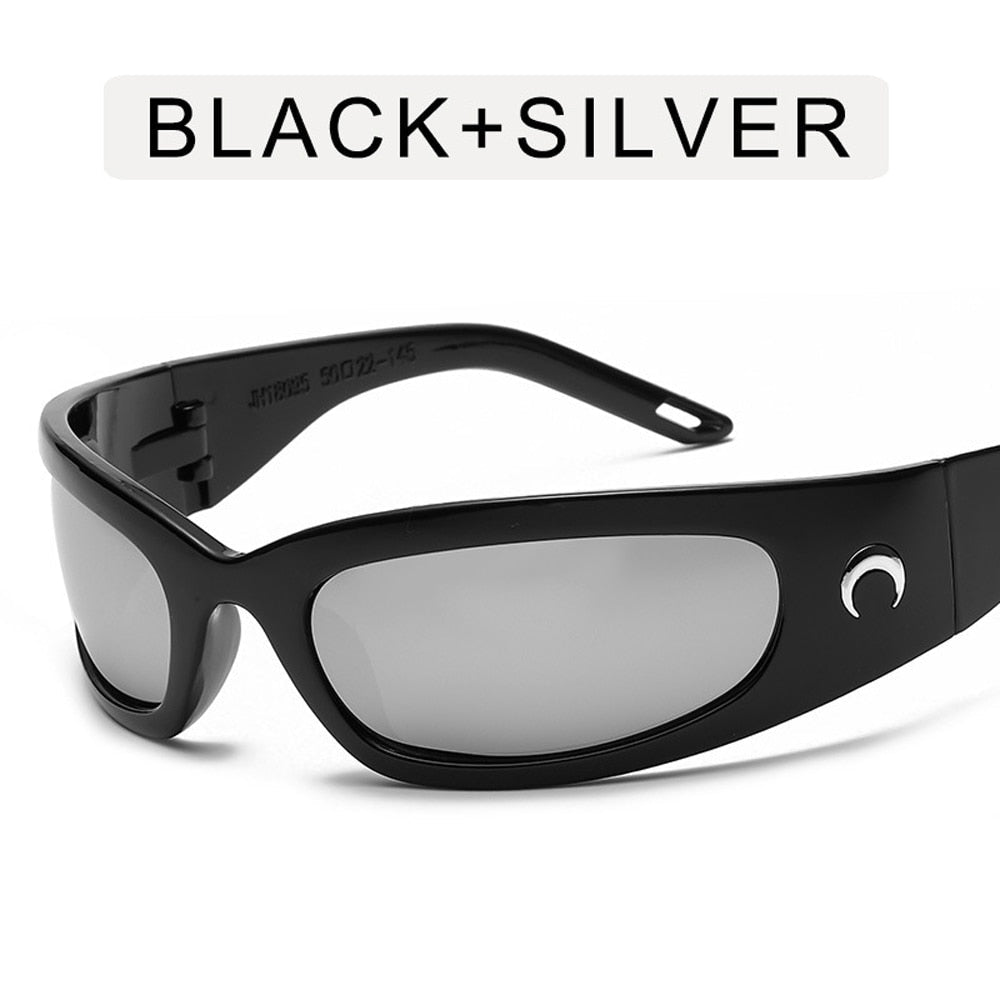2022 New Moon Rectangular Sunglasses for Women Man Vintage Outdoor Cycling Sports Hip Hop Punk Sun Glasses UV400 Trend Female