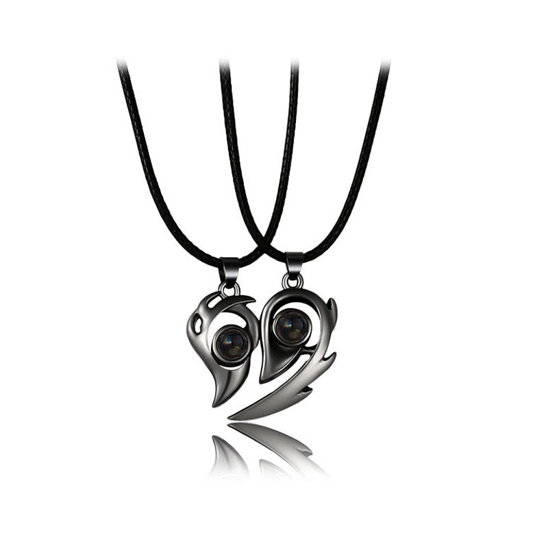 2Pcs Magnetic Heart Couple Necklace For Women Valentine&#39;s Day Sweater Chain For Best Friend Lovers Wedding Party Gift Jewelry